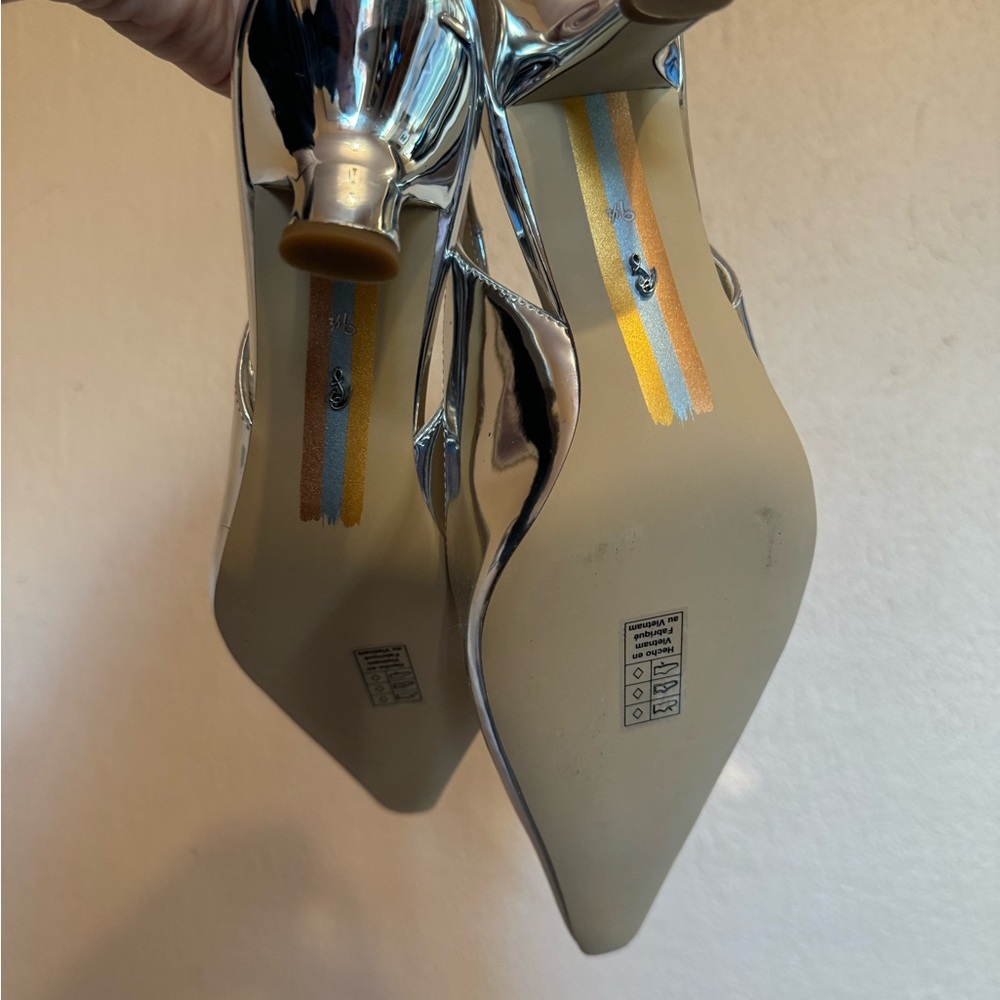 NIB Sam Edelman Bianka Slingback in Silver Sz 9.5 - Picture 5 of 6